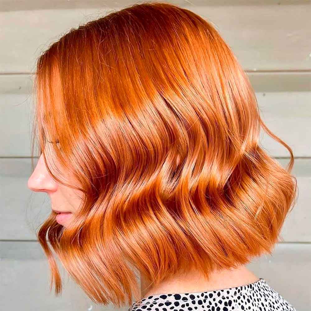 A model with a copper hair color