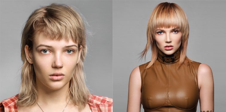 The before and after of a woman’s intensified blond hair