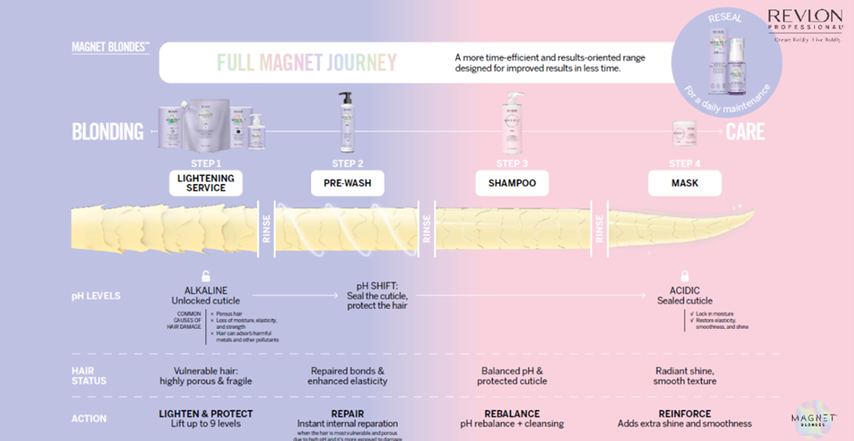 graphic showing the beneficial effects of magnet hair products