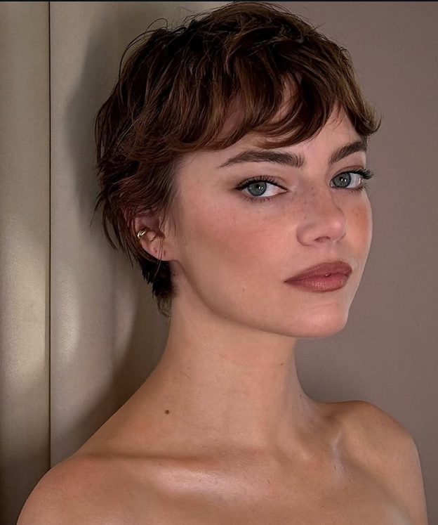 Emma Stone with a textured pixie cut
