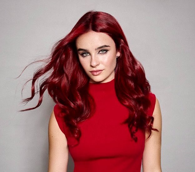 Model with Bold Crimson Red hair